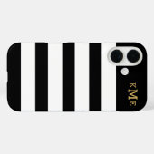 Coques Case-Mate iPhone Monogramme rayé noir et blanc Classique (Verso (horizontal))