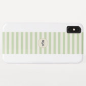 Coques Case-Mate iPhone Monogramme rayé vert clair et crème moderne (Dos (Horizontal))