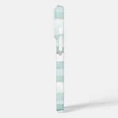 Coques Case-Mate iPhone Monogramme rayures blanc bleu aqua menthe (Verso / Gauche)