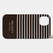 Coques Case-Mate iPhone Monogramme rayures horizontales brun & blanc (Verso (horizontal))