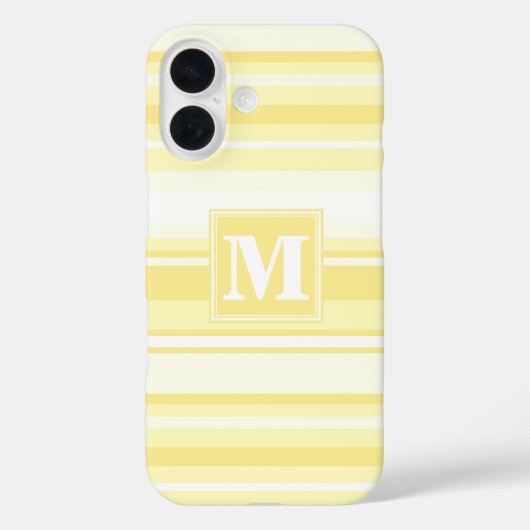 Coques Case-Mate iPhone Monogramme rayures jaunes citron (Verso)