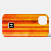 Coques Case-Mate iPhone Monogramme rayures orange rouge altéré chaud (Verso (horizontal))