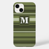Coques Case-Mate iPhone Monogramme rayures vert olive (Verso)