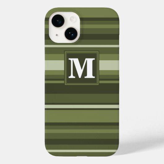 Coques Case-Mate iPhone Monogramme rayures vert olive (Verso)