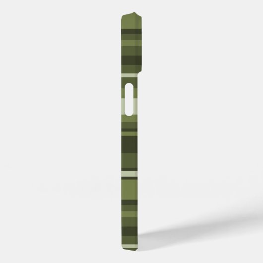 Coques Case-Mate iPhone Monogramme rayures vert olive (Verso / Droite)