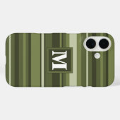 Coques Case-Mate iPhone Monogramme rayures vert olive (Verso (horizontal))