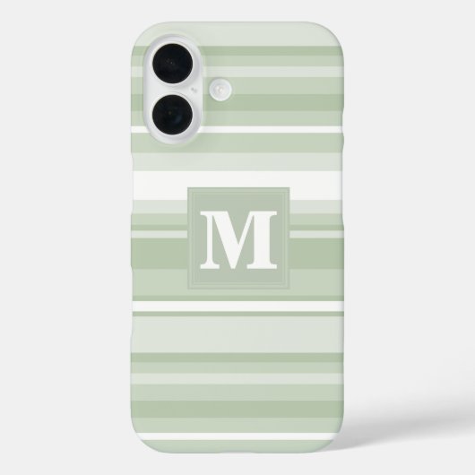 Coques Case-Mate iPhone Monogramme rayures vert pâle (Verso)