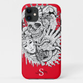 Coques Case-Mate iPhone Monogramme Red Skeleton Court Jester Coque-Mate iP (Dos)
