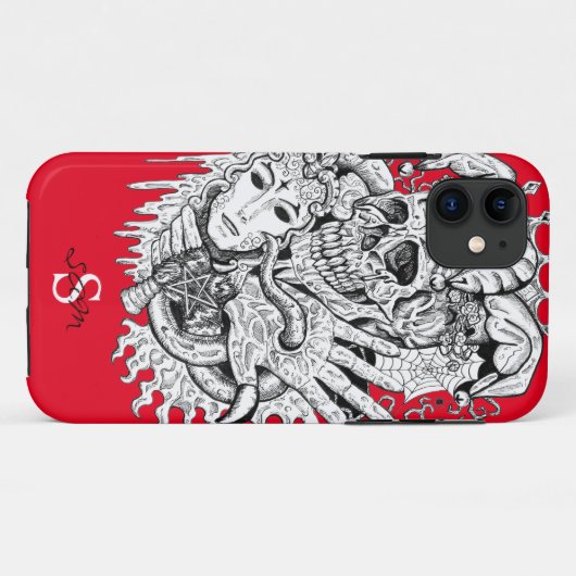 Coques Case-Mate iPhone Monogramme Red Skeleton Court Jester Coque-Mate iP (Dos (Horizontal))