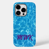 Coques Case-Mate iPhone Monogramme Réflexion d'eau bleue (Verso)