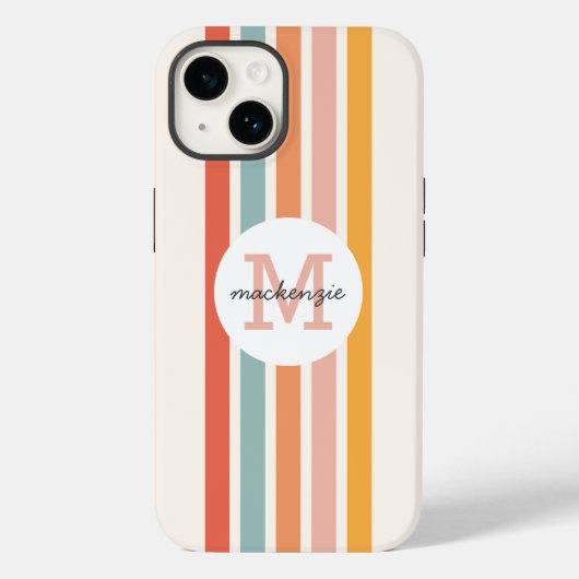 Coques Case-Mate iPhone Monogramme Retro Grandes Colorées Personnalisées (Verso)