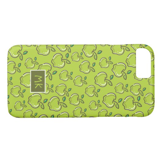 Coques Case-Mate iPhone Monogramme Retro Petites pommes vertes Fruit (Dos (Horizontal))