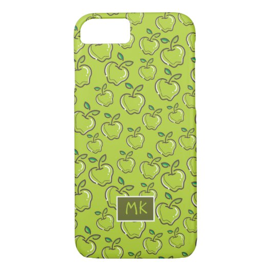 Coques Case-Mate iPhone Monogramme Retro Petites pommes vertes Fruit (Dos)