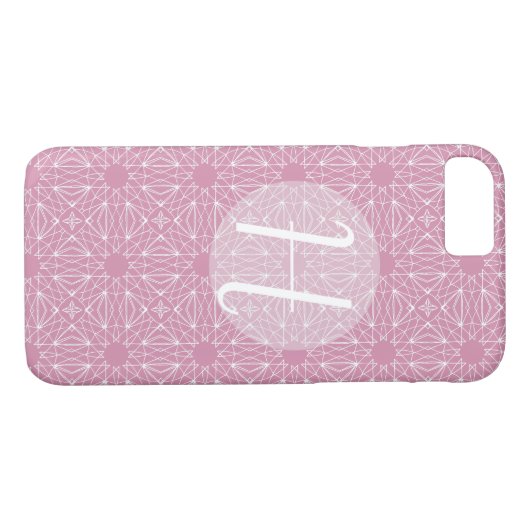 Coques Case-Mate iPhone Monogramme rose avec Motif (Dos (Horizontal))