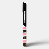 Coques Case-Mate iPhone Monogramme Rose Blanc Noir Paillettes Or Tendance (Verso / Gauche)