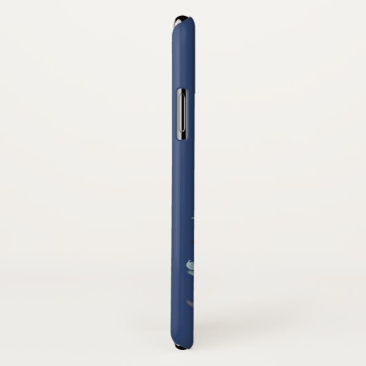 Coques Case-Mate iPhone Monogramme Rose bleu foncé or (Dos/Droite)