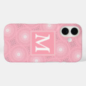 Coques Case-Mate iPhone Monogramme rose cercles motif (Verso (horizontal))