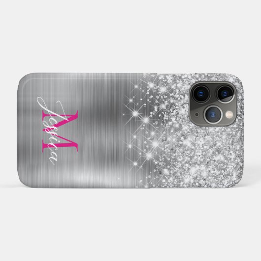Coques Case-Mate iPhone Monogramme rose chaud Chic Foil Faux (Dos (Horizontal))