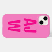 Coques Case-Mate iPhone Monogramme rose chaud élégant (Verso (horizontal))