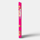 Coques Case-Mate iPhone monogramme rose chaud et or damassé (Verso / Gauche)