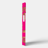 Coques Case-Mate iPhone monogramme rose chaud et or damassé (Verso / Droite)