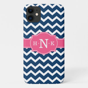 Case-Mate iPhone Case Monogramme rose Chevron Bleu Fille