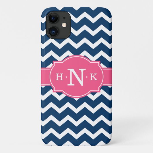 Coques Case-Mate iPhone Monogramme rose Chevron Bleu Fille (Dos)