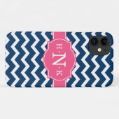 Coques Case-Mate iPhone Monogramme rose Chevron Bleu Fille (Dos (Horizontal))