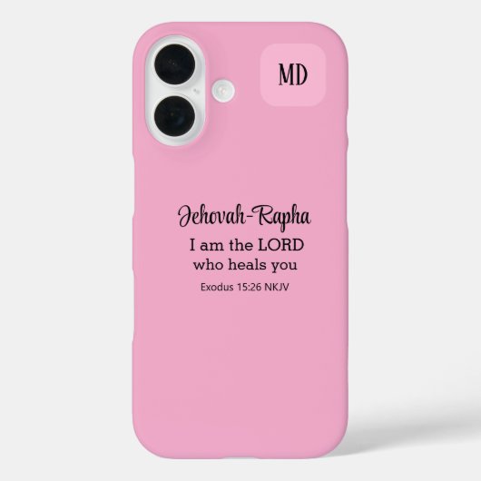 Coques Case-Mate iPhone Monogramme rose clair de verset biblique chrétien (Verso)
