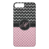 Coques Case-Mate iPhone Monogramme rose de Chevron de parties (Dos)