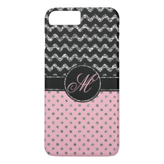 Coque iPhone 8 Plus/7 Plus Monogramme rose de Chevron de parties