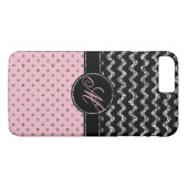 Coques Case-Mate iPhone Monogramme rose de Chevron de parties (Dos (Horizontal))