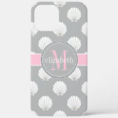 Coques Case-Mate iPhone Monogramme rose de coquillages de blocs supérieurs (Verso)