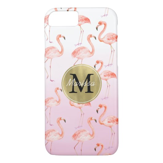 Coques Case-Mate iPhone Monogramme rose de Flamants roses (Dos)