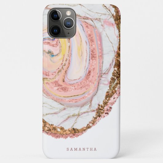 Coques Case-Mate iPhone Monogramme Rose de Parties scintillant de marbre d (Dos)