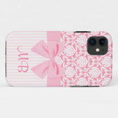 Coques Case-Mate iPhone Monogramme rose élégant Girly d'arc d'enveloppe de (Dos (Horizontal))