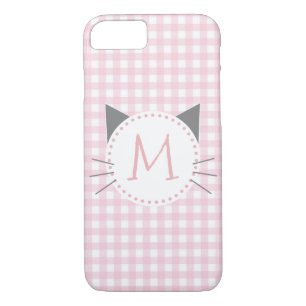Case-Mate iPhone Case Monogramme rose et blanc mignon Girly de chat du