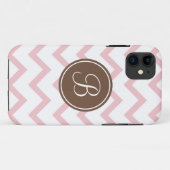 Coques Case-Mate iPhone Monogramme rose et brun chocolat (Dos (Horizontal))