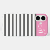 Coques Case-Mate iPhone Monogramme rose et charbonnier (Verso (horizontal))