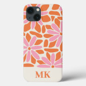 Coques Case-Mate iPhone Monogramme rose et orange rétro (Verso)