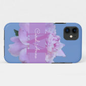 Coques Case-Mate iPhone Monogramme rose Fleur bleu doux (Dos (Horizontal))