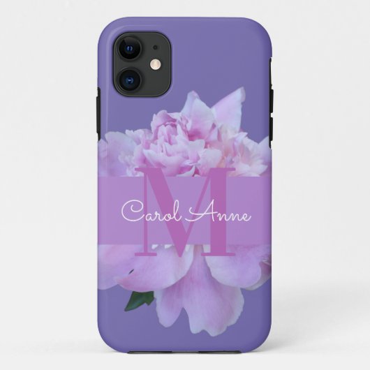 Coques Case-Mate iPhone Monogramme rose Fleur Classique violet (Dos)