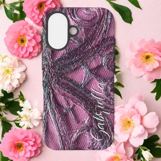Coques Case-Mate iPhone Monogramme rose floral abstrait élégant