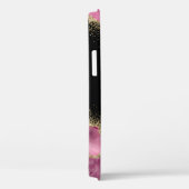 Coques Case-Mate iPhone Monogramme rose Géode Agate Gold Parties scintilla (Verso / Droite)