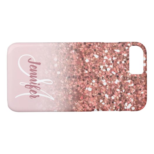 Coques Case-Mate iPhone Monogramme rose Girly personnalisé de parties (Dos (Horizontal))