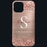 Case-Mate iPhone Case Monogramme Rose Gold Faux-Parties scintillant Girl<br><div class="desc">Ce fabuleux coque iphone présente un arrière - plan en métal brossé or rose avec des bordures de Parties scintillant Faux scintillantes. Ajoutez votre nom et votre initiale pour une touche personnelle. Parfait pour être élégant en déplacement.</div>