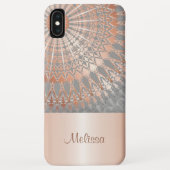 Coques Case-Mate iPhone Monogramme rose Gold Grey Mandala (Dos)
