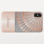 Coques Case-Mate iPhone Monogramme rose Gold Grey Mandala (Dos (Horizontal))