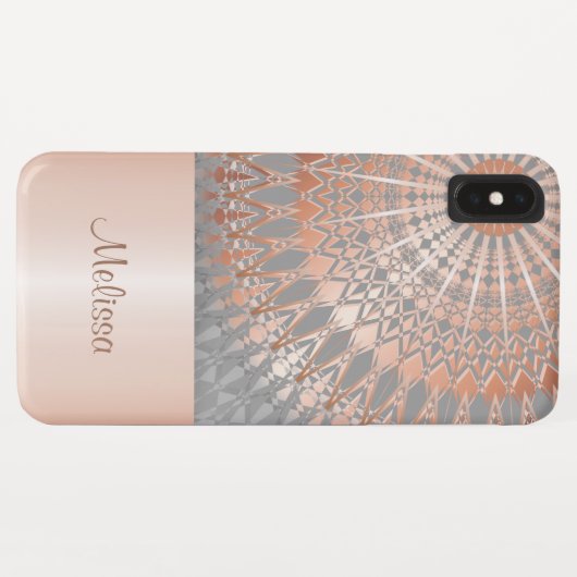 Coques Case-Mate iPhone Monogramme rose Gold Grey Mandala (Dos (Horizontal))