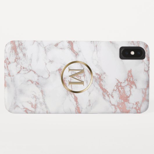 Coques Case-Mate iPhone Monogramme Rose Gold & Marbre blanc (Dos (Horizontal))